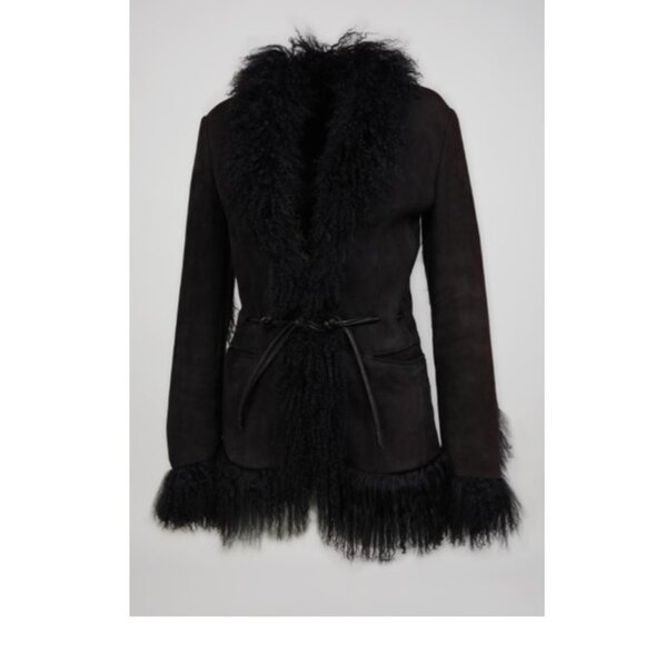 Gucci Tom Ford Era F/W 1999 Black Suede and Shearling Coat 90s Y2K Vintage - Picture 2 of 16